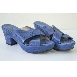 AGL Attilo Giusti Leombruni Blue Snake-Pattern Platform Sandal Block Heel, 7.5US